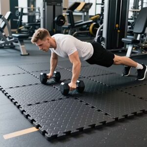 Interlocking exercise floor mat tiles